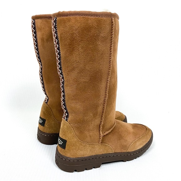 UGG Ultra Tall Tasman Braid Chestnut Suede Boot